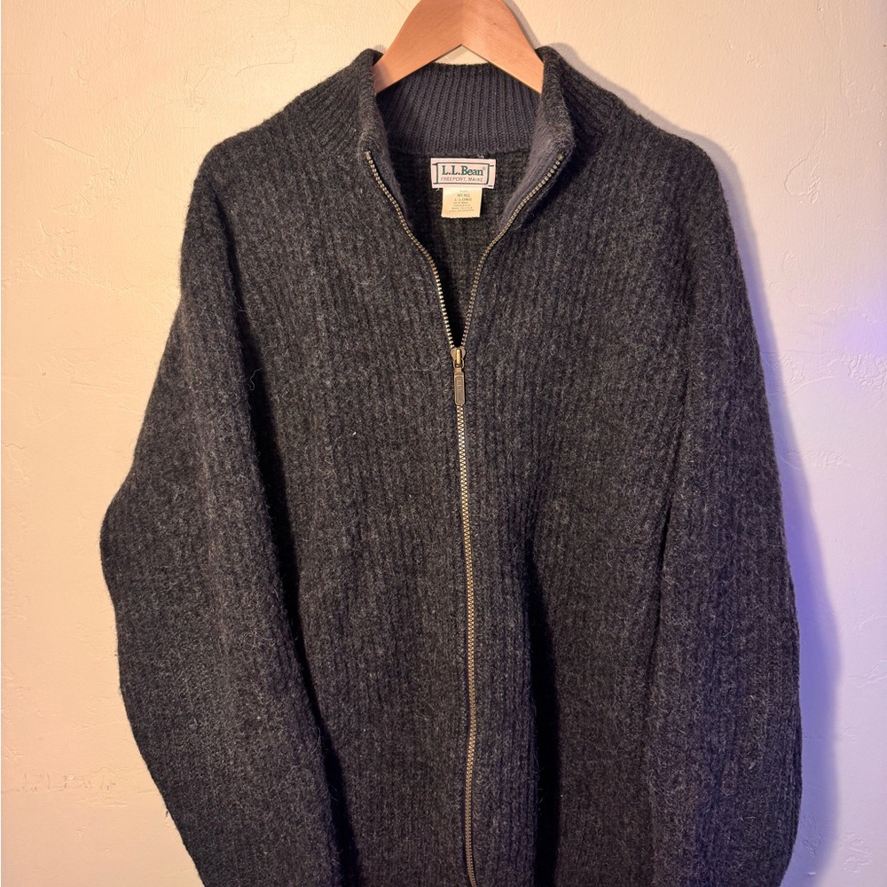 Vintage LL Bean Zip-Up Lambswool/Alpaca Sweater - GREY